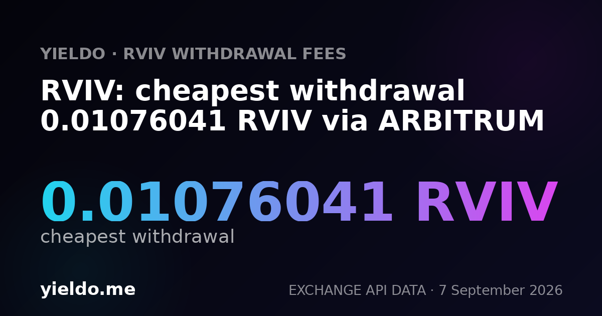 RVIV: cheapest withdrawal 0.01076041 RVIV via ARBITRUM