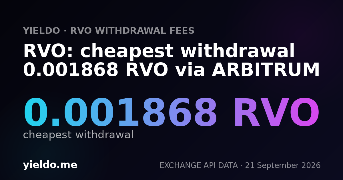 RVO: cheapest withdrawal 0.001868 RVO via ARBITRUM