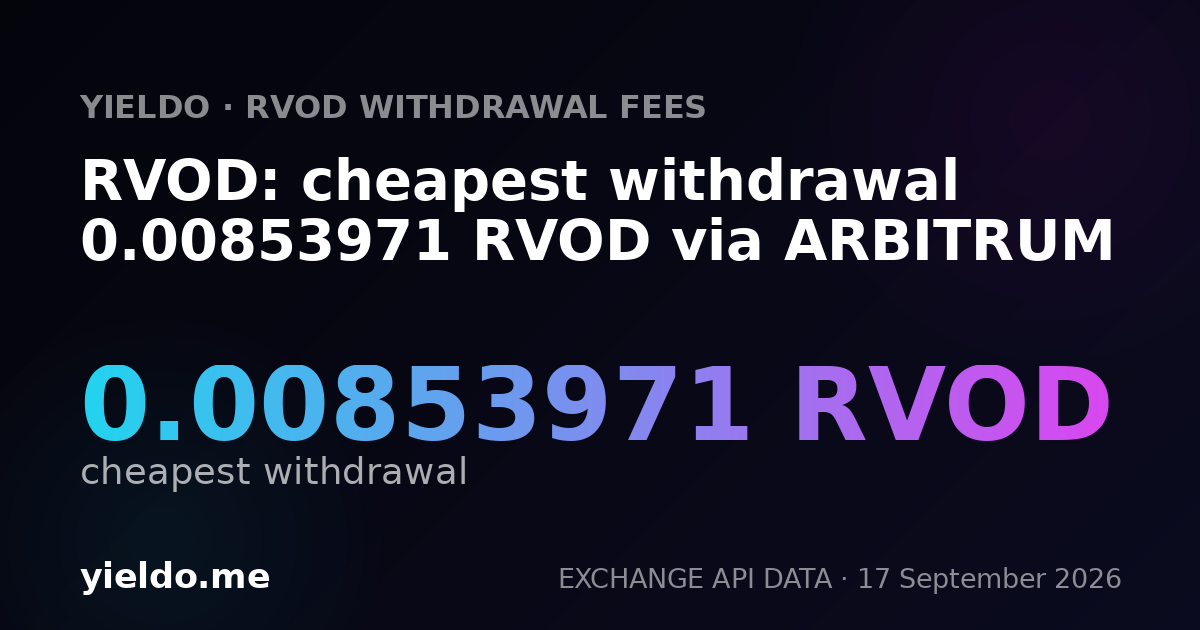 RVOD: cheapest withdrawal 0.00860586 RVOD via ARBITRUM
