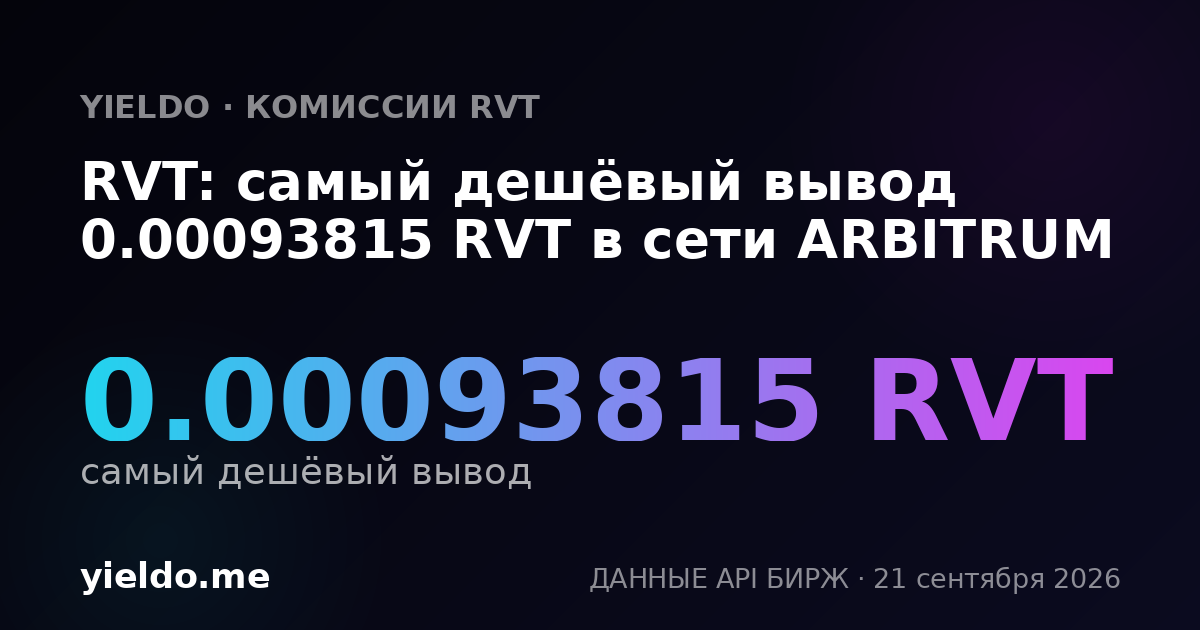 RVT: самый дешёвый вывод 0.00093815 RVT в сети ARBITRUM