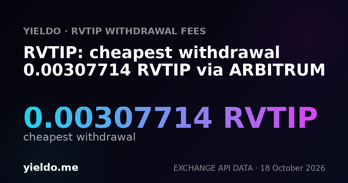 RVTIP: cheapest withdrawal 0.00307714 RVTIP via ARBITRUM