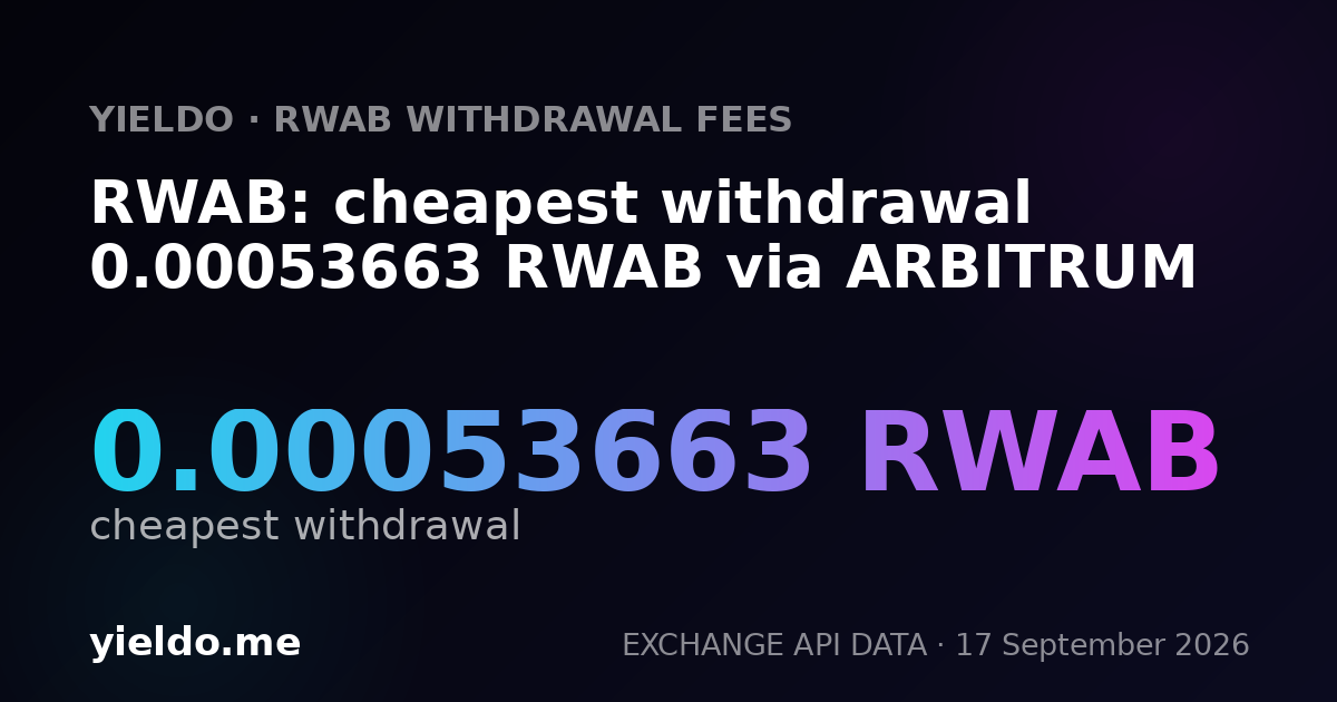 RWAB: cheapest withdrawal 0.00054276 RWAB via ARBITRUM