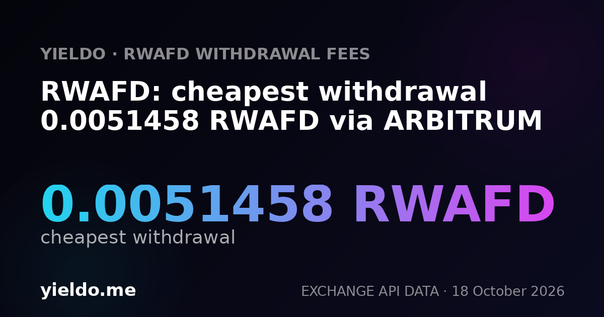 RWAFD: cheapest withdrawal 0.0051458 RWAFD via ARBITRUM
