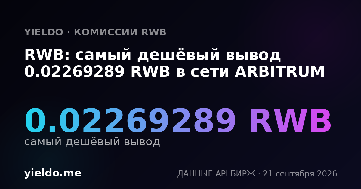 RWB: самый дешёвый вывод 0.02269289 RWB в сети ARBITRUM