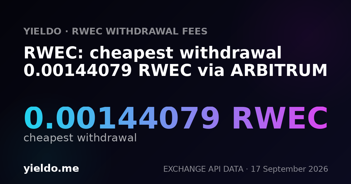 RWEC: cheapest withdrawal 0.00145096 RWEC via ARBITRUM