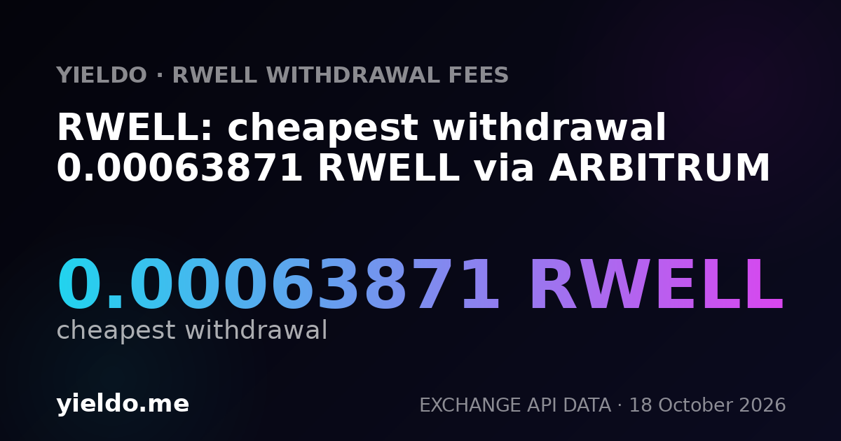 RWELL: cheapest withdrawal 0.00063871 RWELL via ARBITRUM