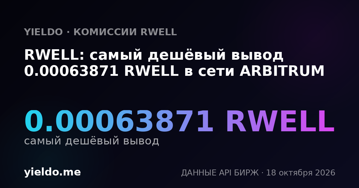 RWELL: самый дешёвый вывод 0.00063871 RWELL в сети ARBITRUM