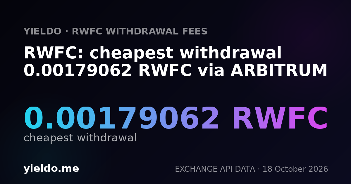 RWFC: cheapest withdrawal 0.00179062 RWFC via ARBITRUM
