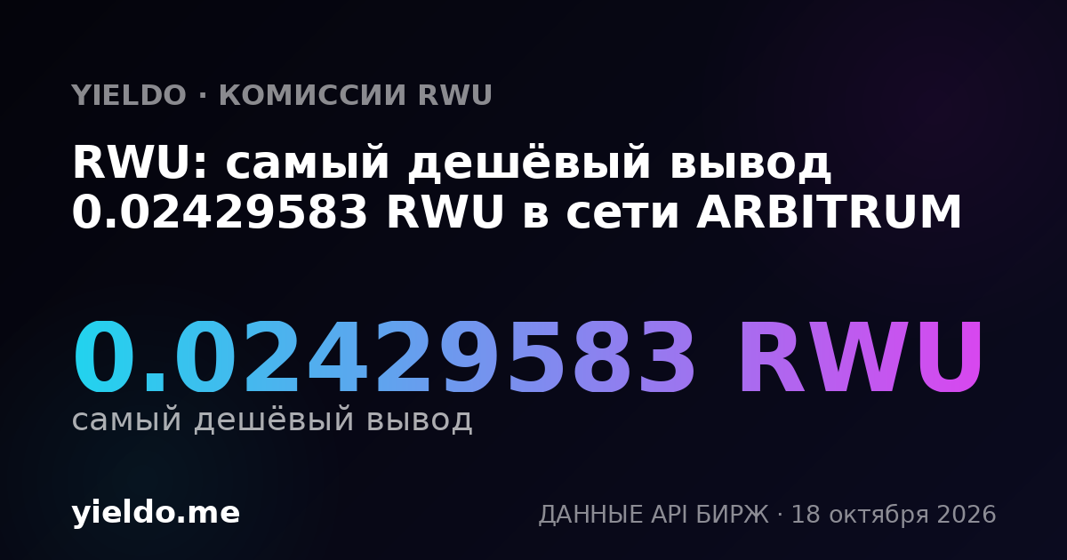 RWU: самый дешёвый вывод 0.02429583 RWU в сети ARBITRUM