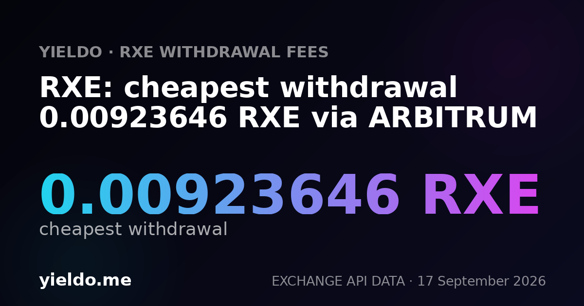 RXE: cheapest withdrawal 0.01008743 RXE via ARBITRUM