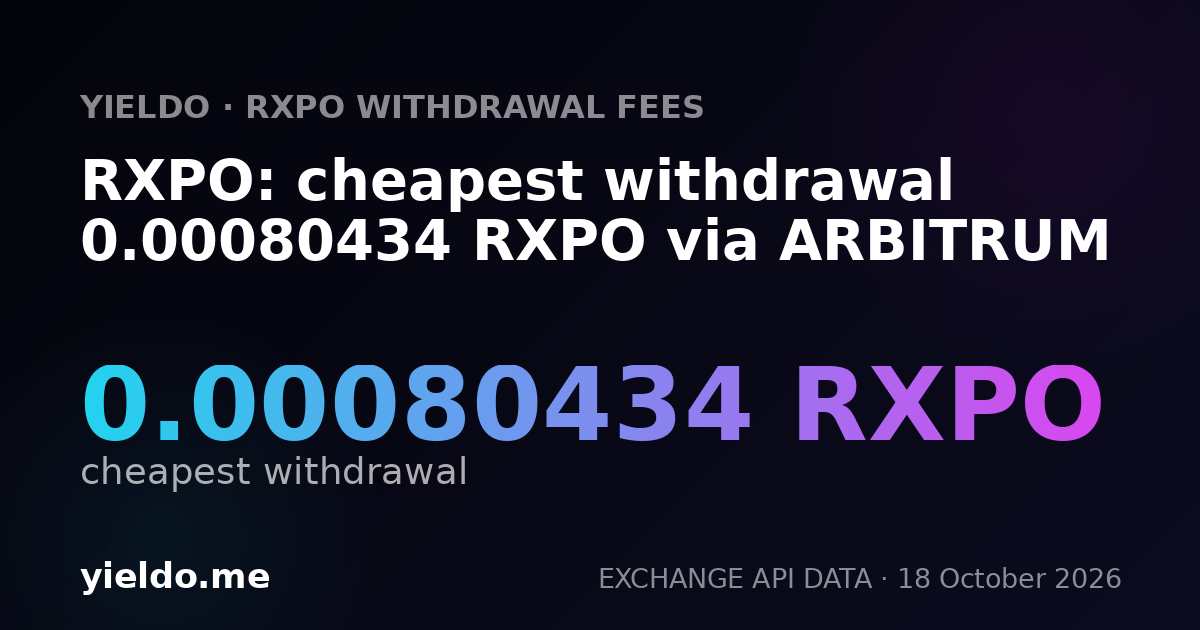 RXPO: cheapest withdrawal 0.00080434 RXPO via ARBITRUM