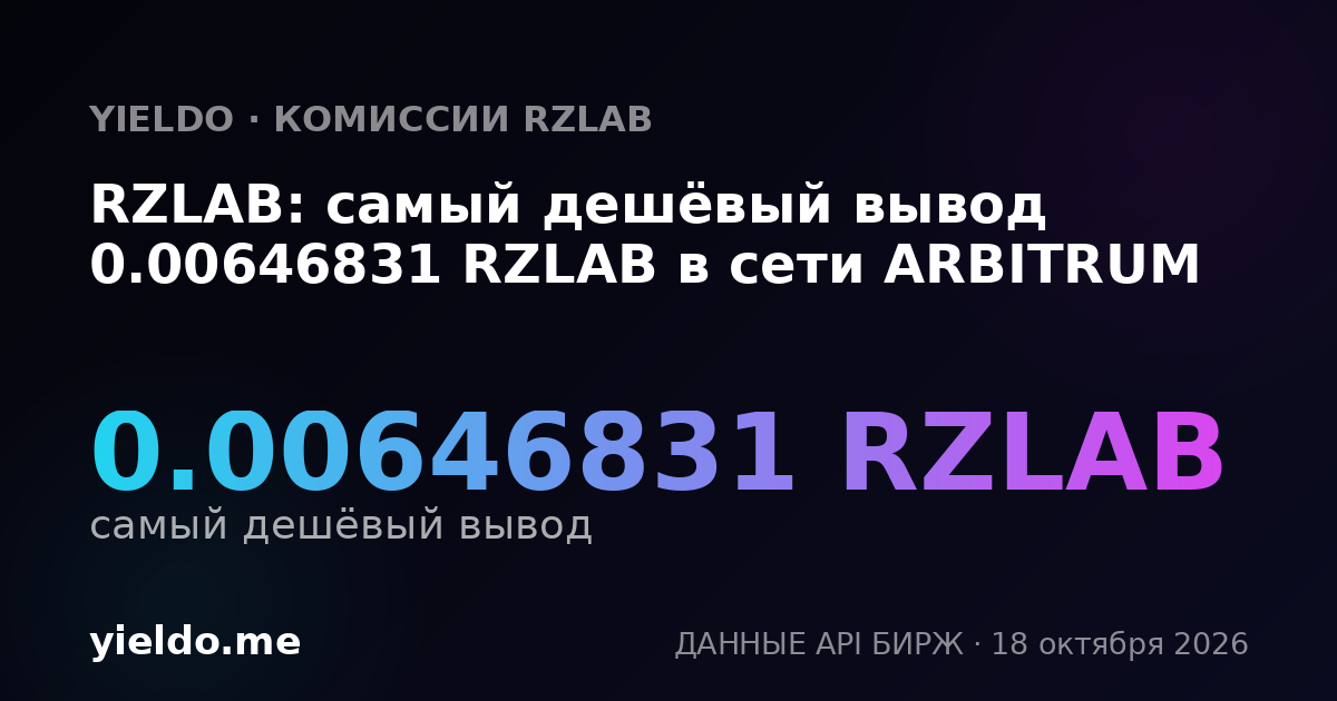 RZLAB: самый дешёвый вывод 0.00646831 RZLAB в сети ARBITRUM