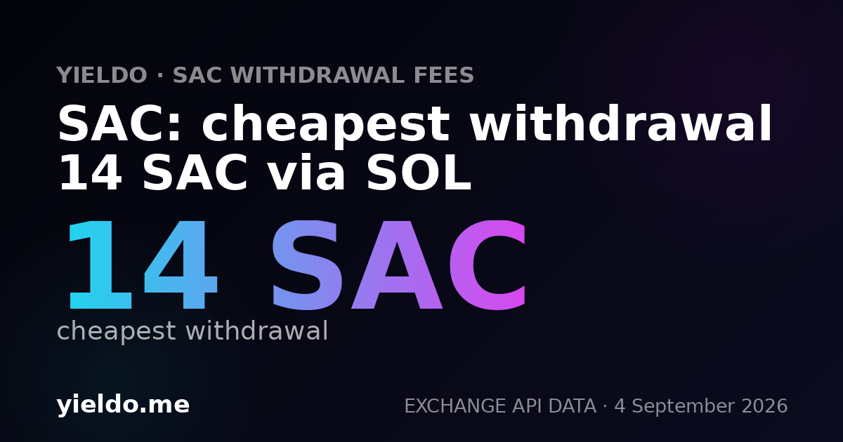 SAC: cheapest withdrawal 14 SAC via SOL
