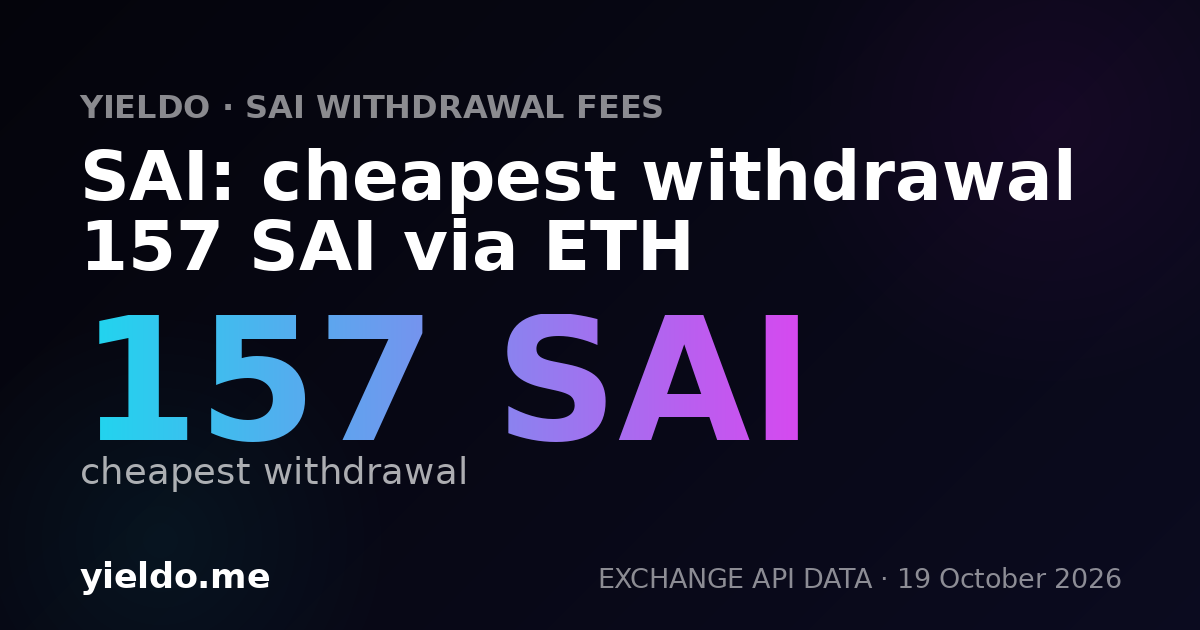 SAI: cheapest withdrawal 157 SAI via ETH
