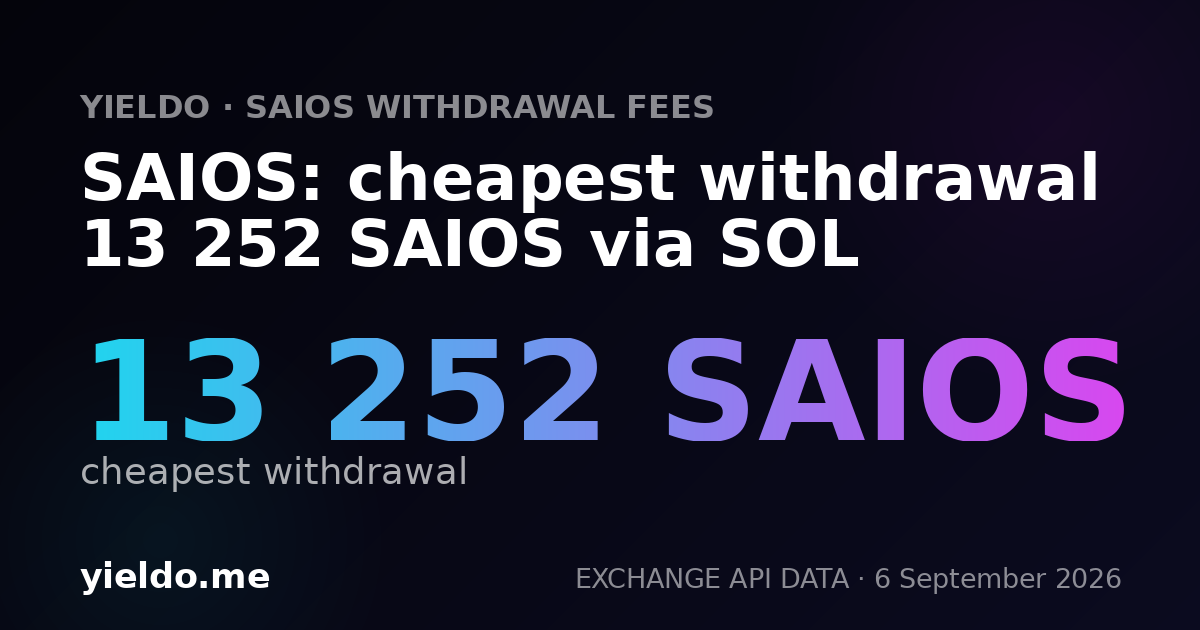 SAIOS: cheapest withdrawal 13 252 SAIOS via SOL