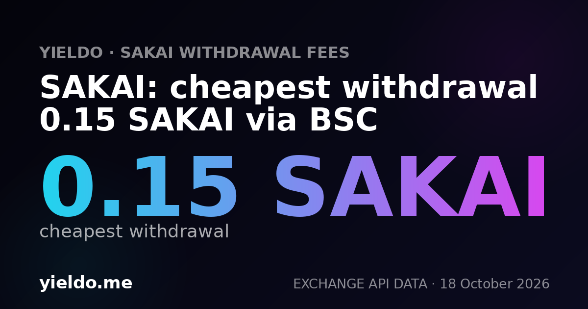 SAKAI: cheapest withdrawal 0.15 SAKAI via BSC