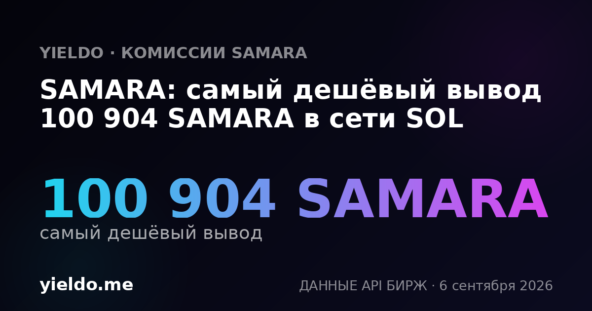 SAMARA: самый дешёвый вывод 100 904 SAMARA в сети SOL
