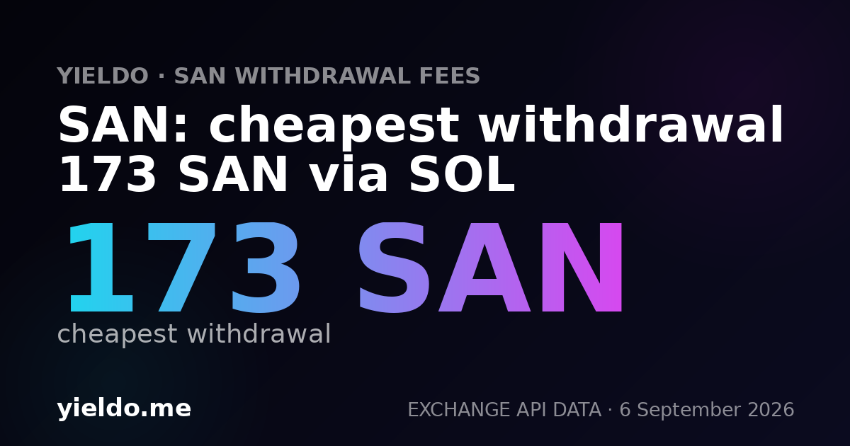 SAN: cheapest withdrawal 173 SAN via SOL