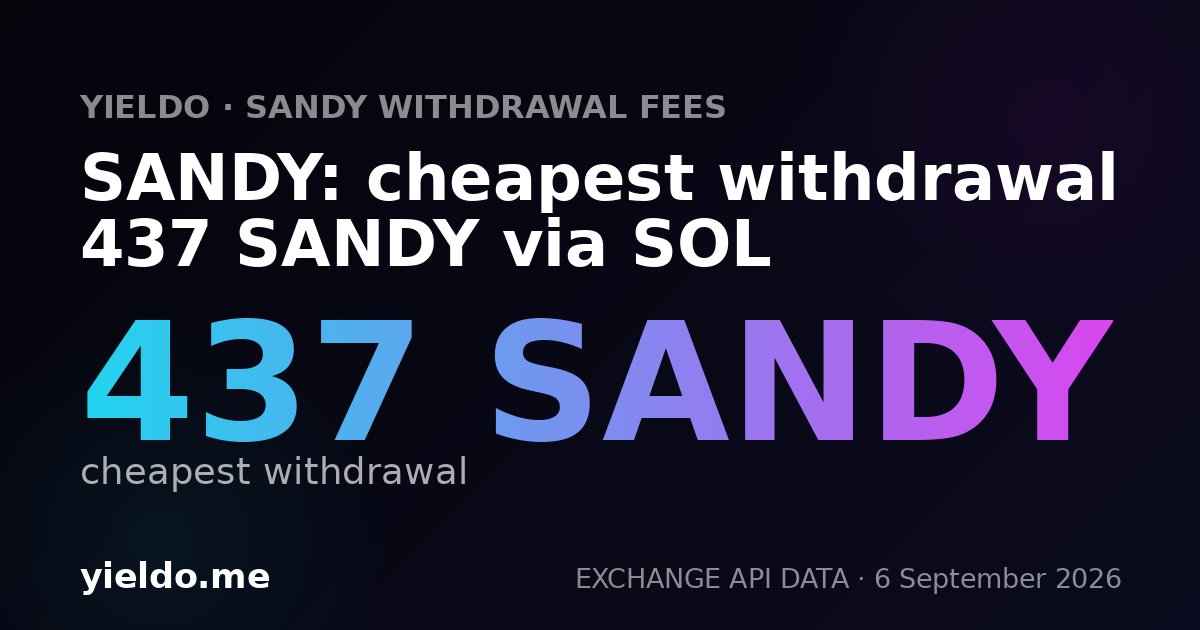 SANDY: cheapest withdrawal 437 SANDY via SOL