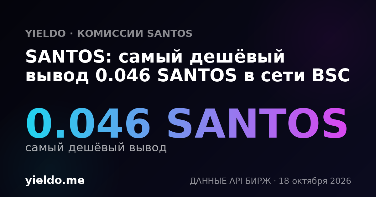 SANTOS: самый дешёвый вывод 0.046 SANTOS в сети BSC