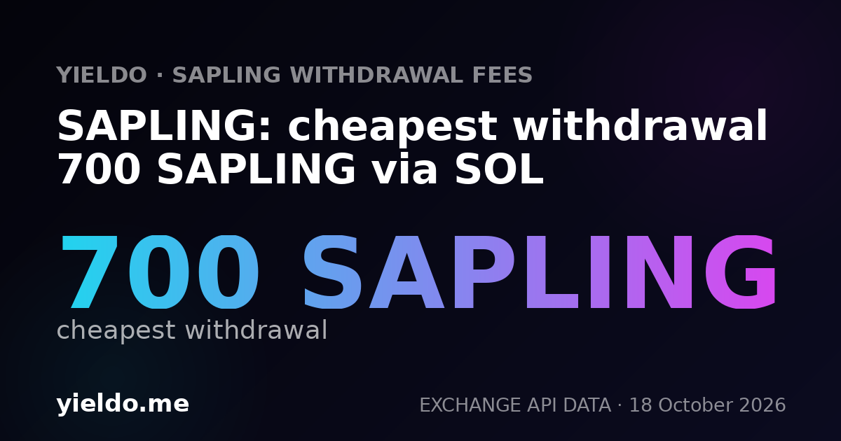 SAPLING: cheapest withdrawal 710 SAPLING via SOL