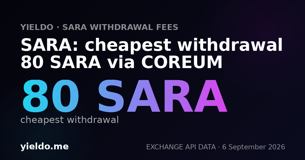 SARA: cheapest withdrawal 80 SARA via COREUM