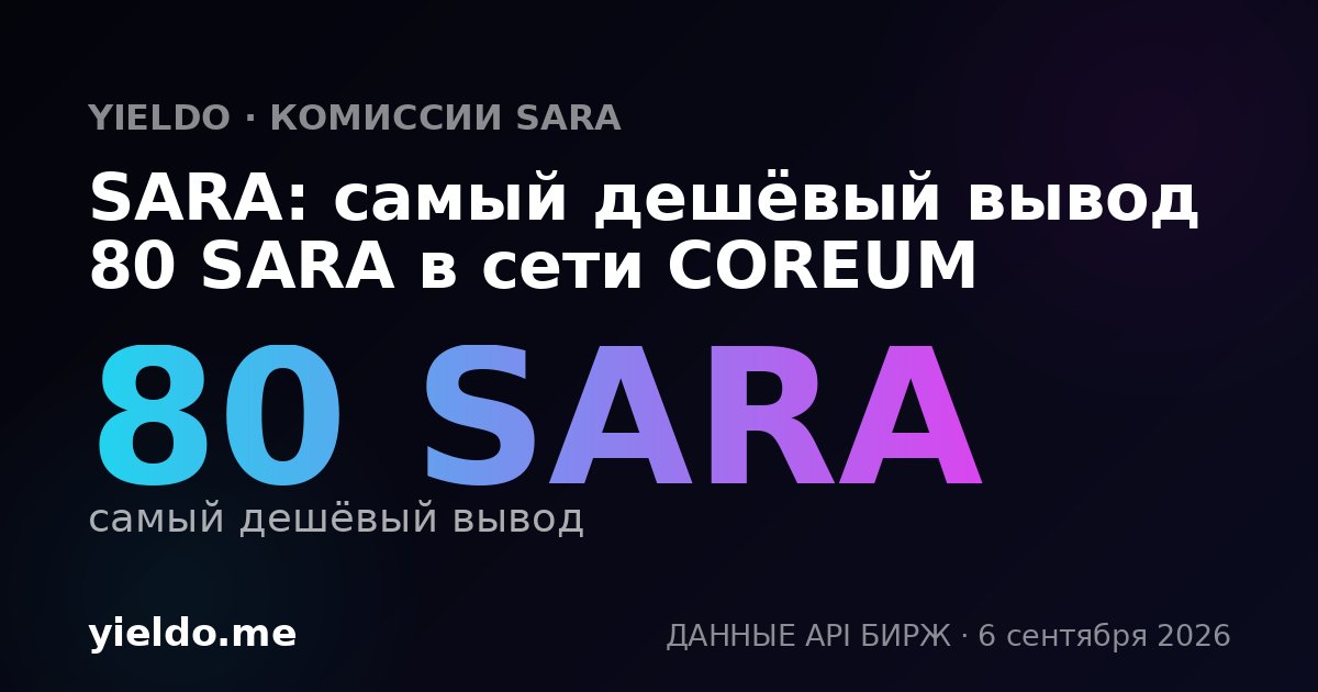 SARA: самый дешёвый вывод 80 SARA в сети COREUM
