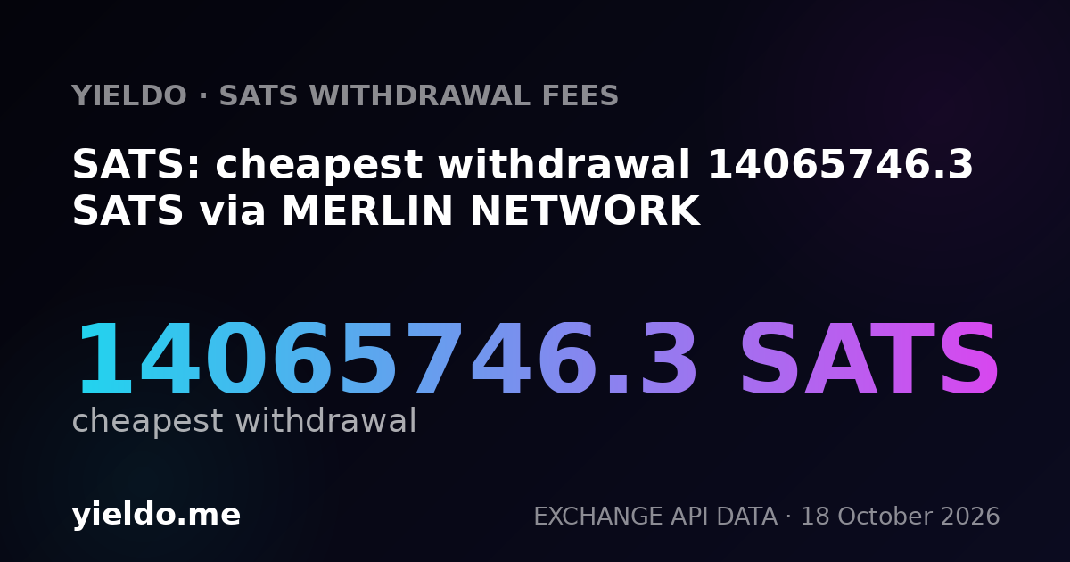 SATS: cheapest withdrawal 14139103.07 SATS via MERLIN NETWORK