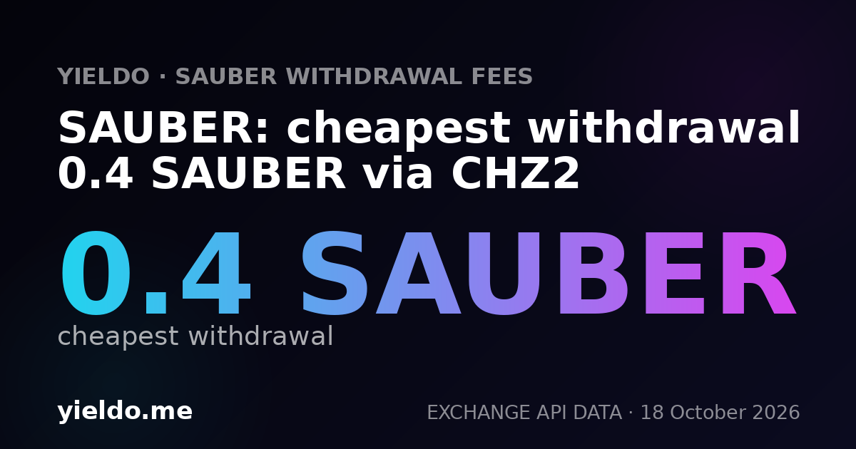 SAUBER: cheapest withdrawal 0.4 SAUBER via CHZ2