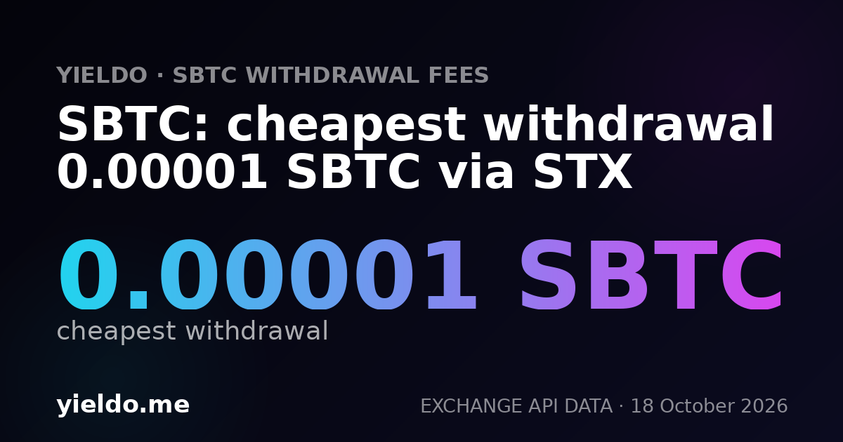 SBTC: cheapest withdrawal 0.00001 SBTC via STX