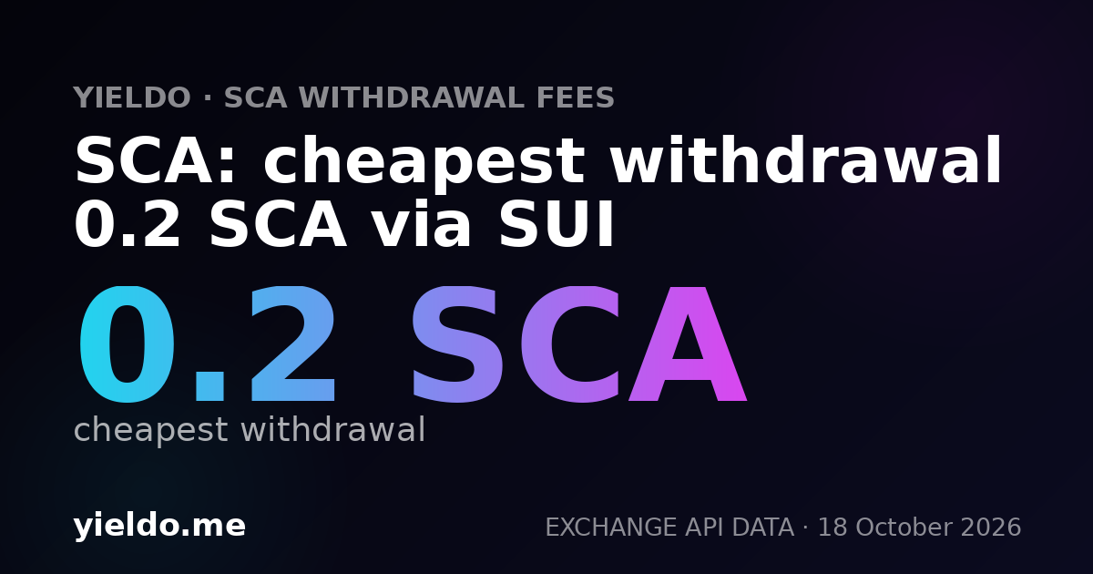 SCA: cheapest withdrawal 0.2 SCA via SUI