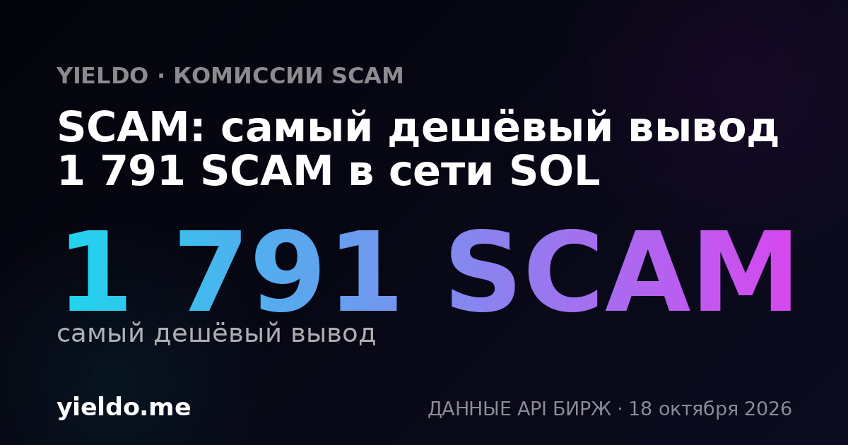 SCAM: самый дешёвый вывод 1 791 SCAM в сети SOL