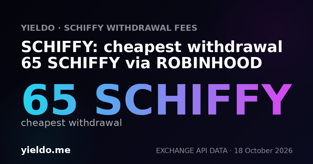 SCHIFFY: cheapest withdrawal 65 SCHIFFY via ROBINHOOD