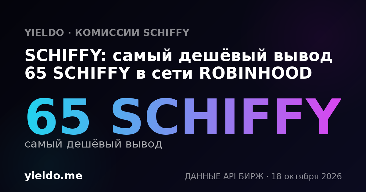 SCHIFFY: самый дешёвый вывод 65 SCHIFFY в сети ROBINHOOD
