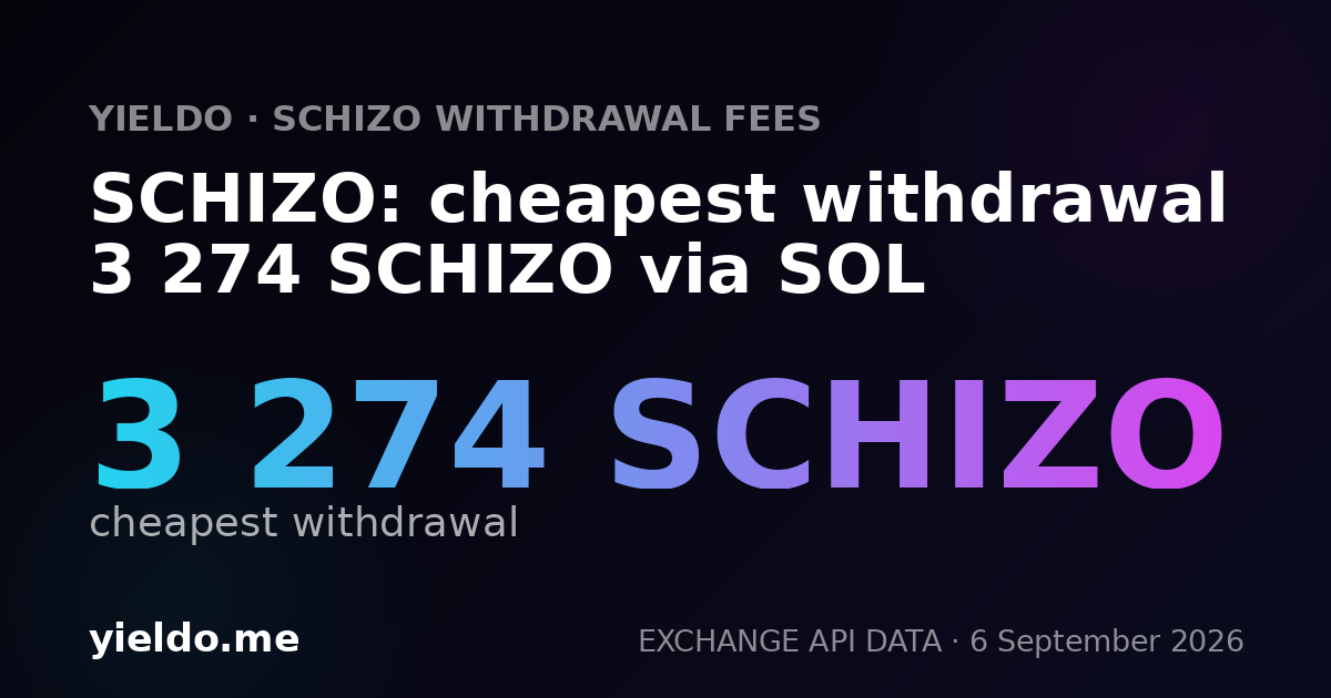 SCHIZO: cheapest withdrawal 3 274 SCHIZO via SOL