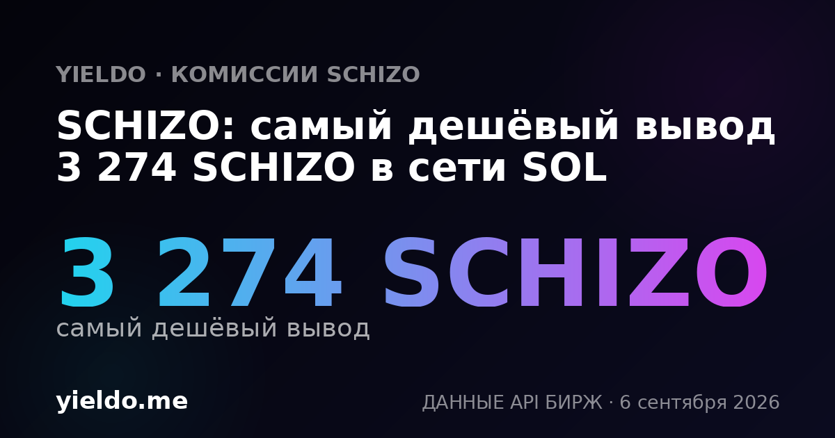 SCHIZO: самый дешёвый вывод 3 274 SCHIZO в сети SOL