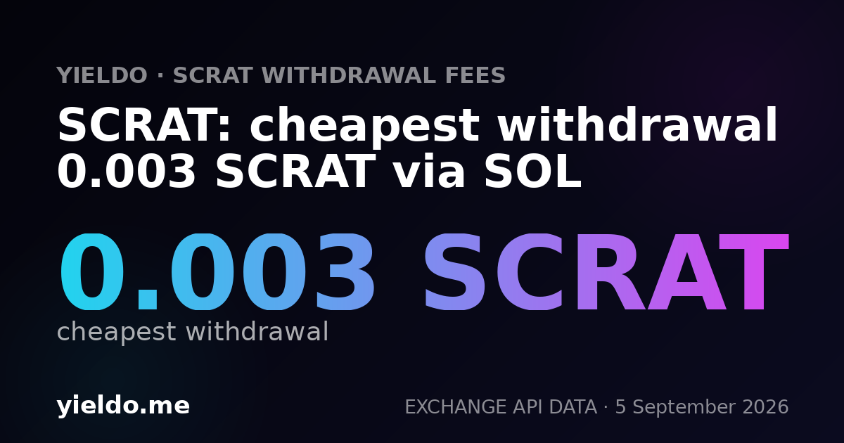 SCRAT: cheapest withdrawal 0.003 SCRAT via SOL