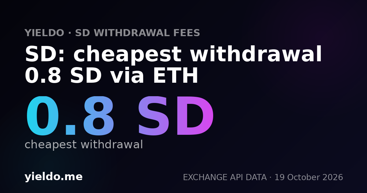 SD: cheapest withdrawal 0.8 SD via ETH