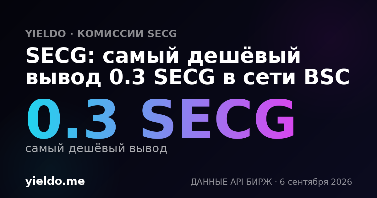 SECG: самый дешёвый вывод 0.3 SECG в сети BSC