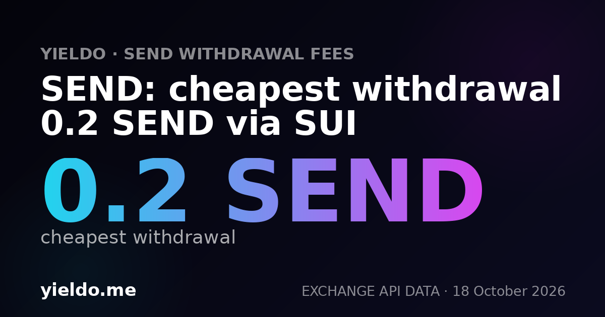SEND: cheapest withdrawal 0.2 SEND via SUI