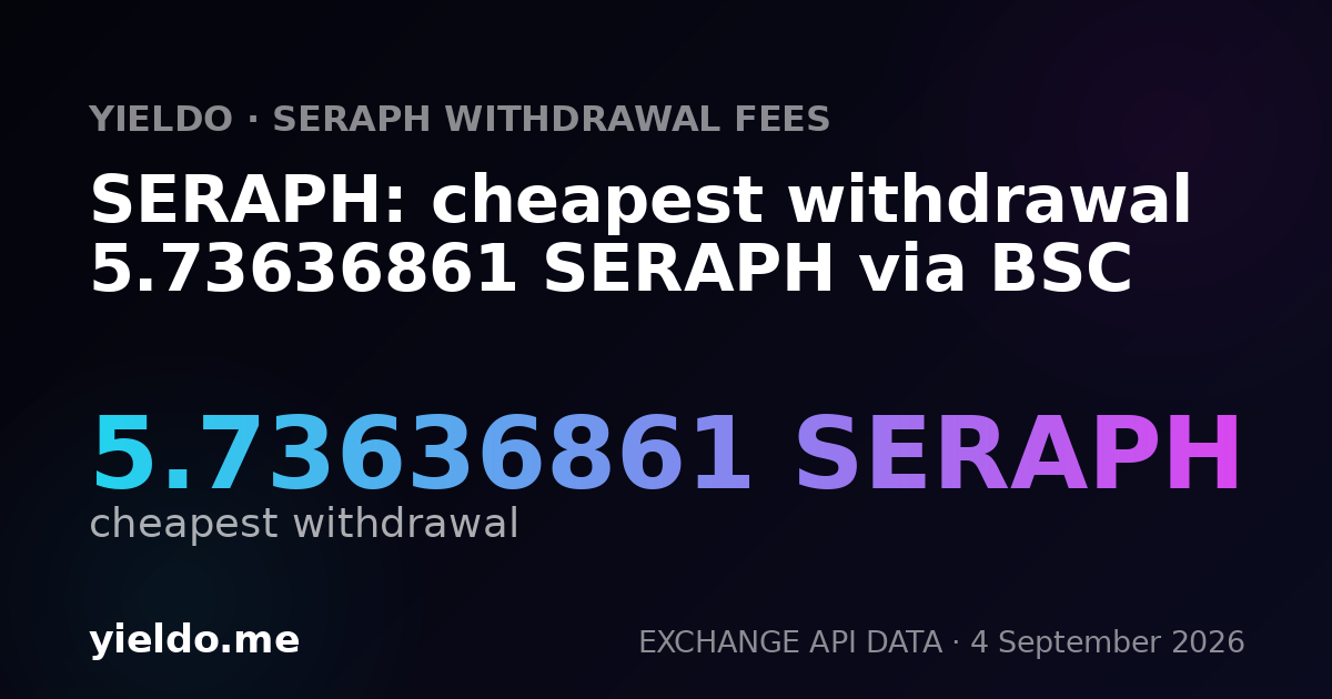 SERAPH: cheapest withdrawal 5.73636861 SERAPH via BSC