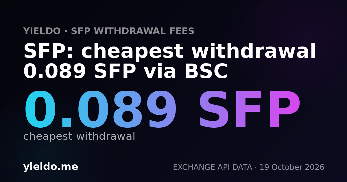 SFP: cheapest withdrawal 0.087 SFP via BSC