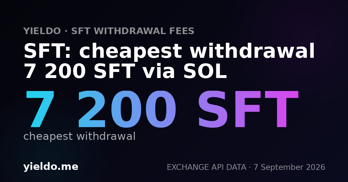 SFT: cheapest withdrawal 7 200 SFT via SOL
