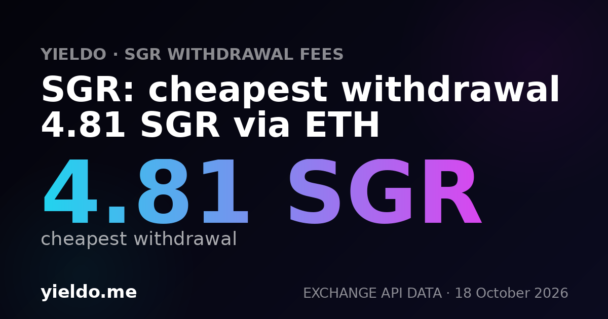 SGR: cheapest withdrawal 4.81 SGR via ETH