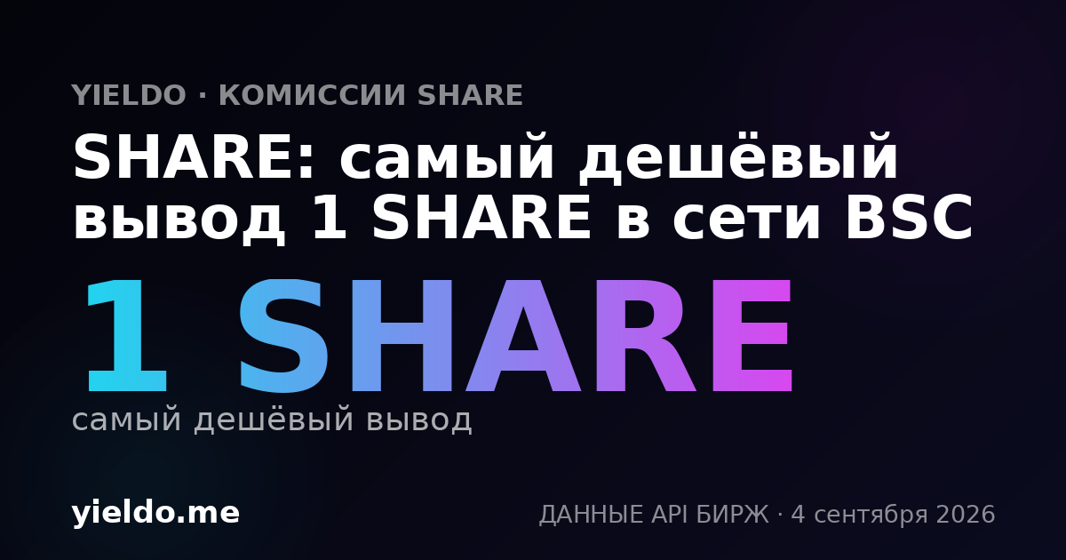 SHARE: самый дешёвый вывод 1 SHARE в сети BSC