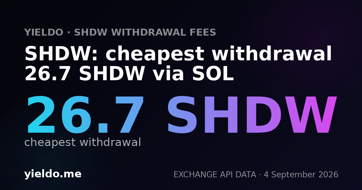 SHDW: cheapest withdrawal 26.7 SHDW via SOL