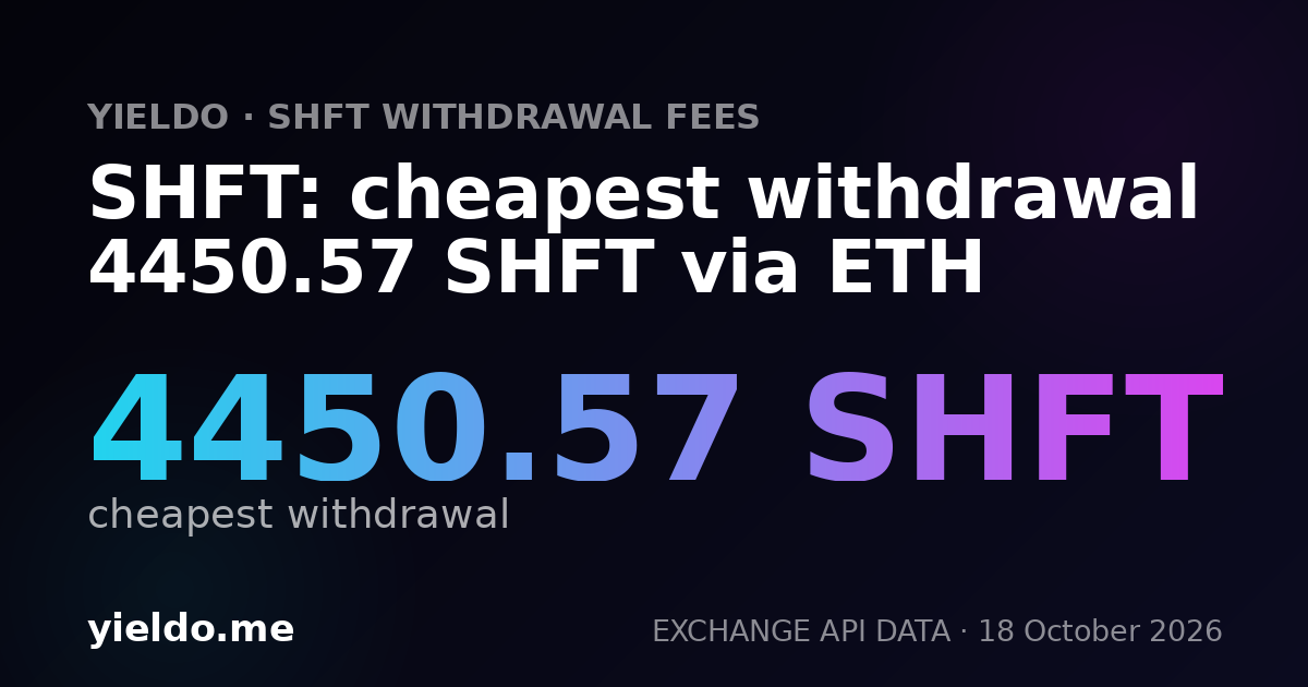 SHFT: cheapest withdrawal 4450.57 SHFT via ETH