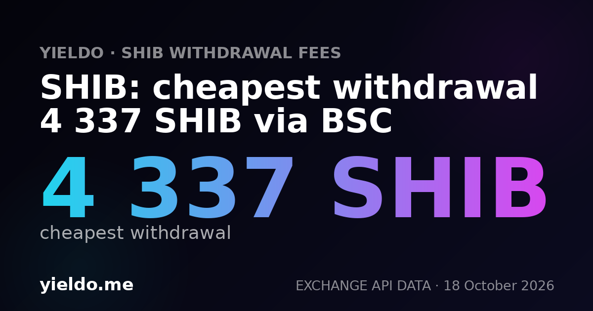 SHIB: cheapest withdrawal 4 337 SHIB via BSC