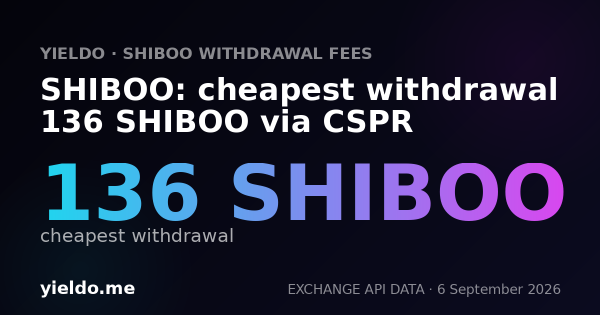 SHIBOO: cheapest withdrawal 136 SHIBOO via CSPR