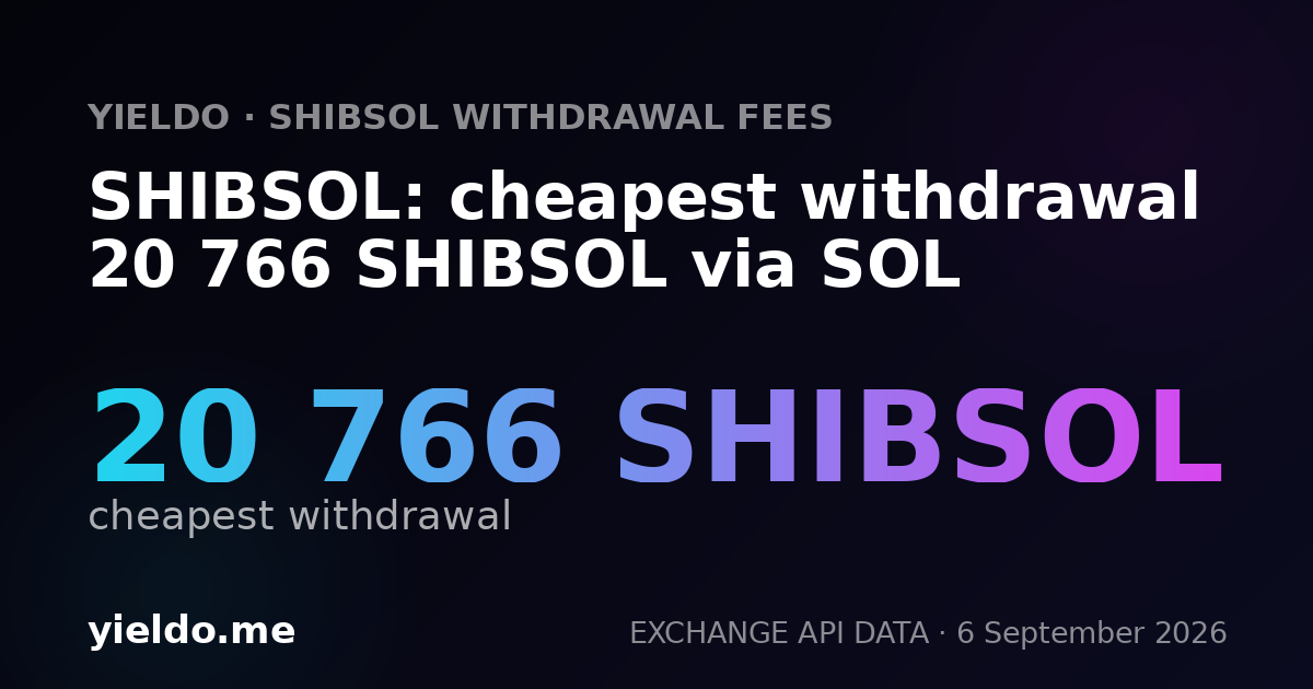SHIBSOL: cheapest withdrawal 20 766 SHIBSOL via SOL